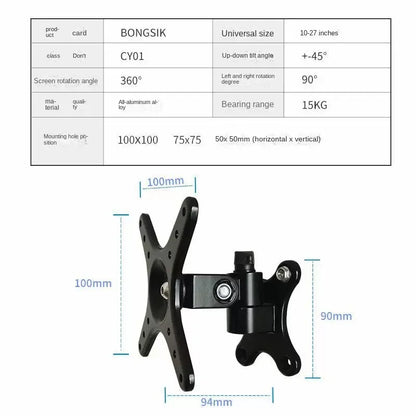 Multi Functional Rotating Bracket Suitable for 10-27 Inch Flat Panel TV Display LCD Wall Mounting Bracket With Adjustable Angle