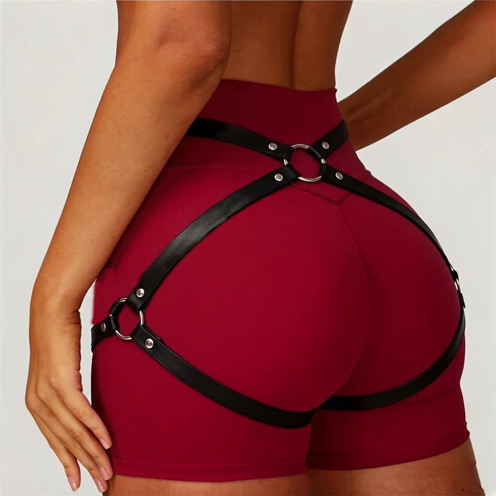 Women's Adjustable PU Leather Garter Belt, Sexy Gothic Punk Thigh Harness Strap, Gothic Lingerie Accessory for Rave Costume
