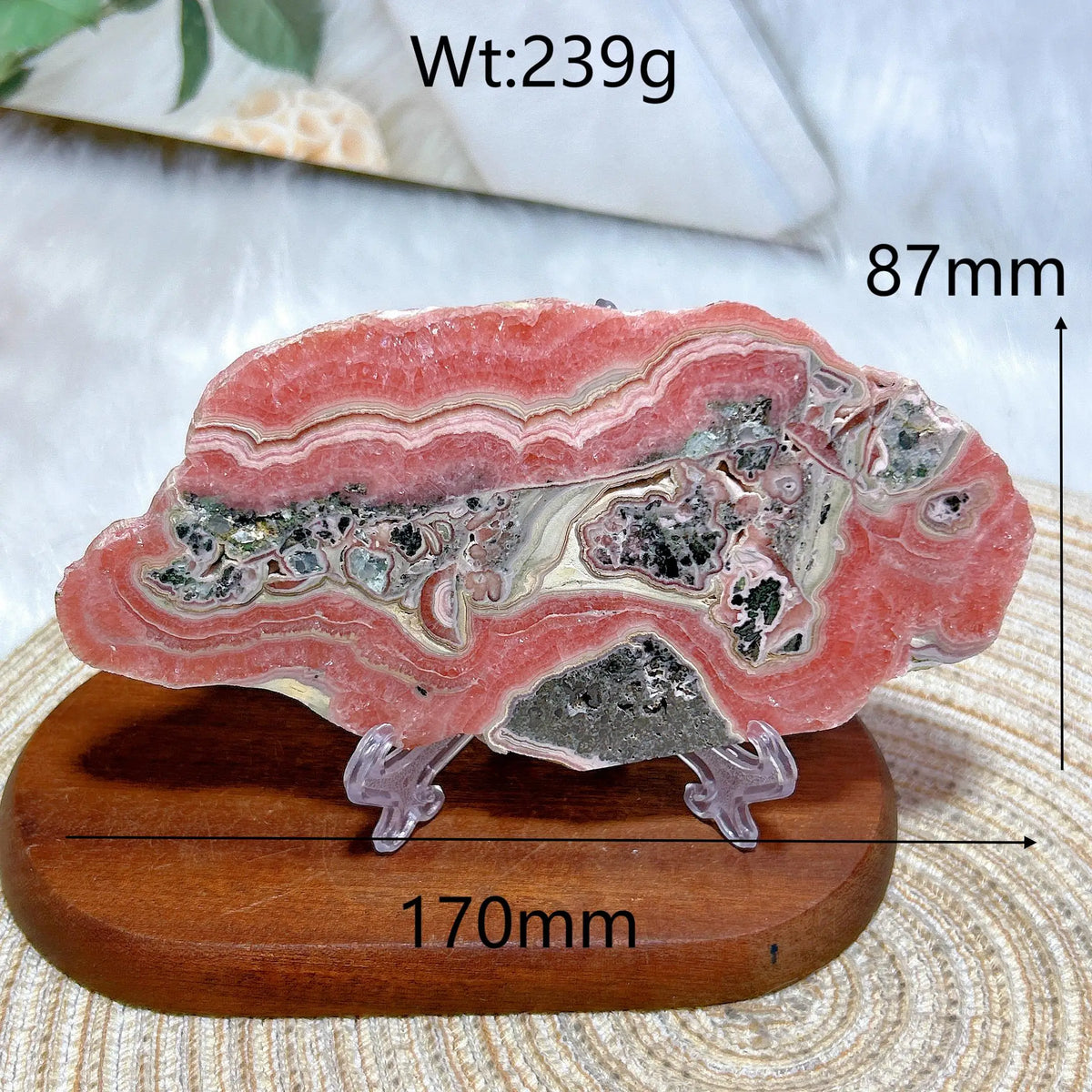 Healing Natural Crystal Rare Argentina Rhodochrosite Large Slices Slab Ore Mineral Gemstones Ornament Home Decoration Gift