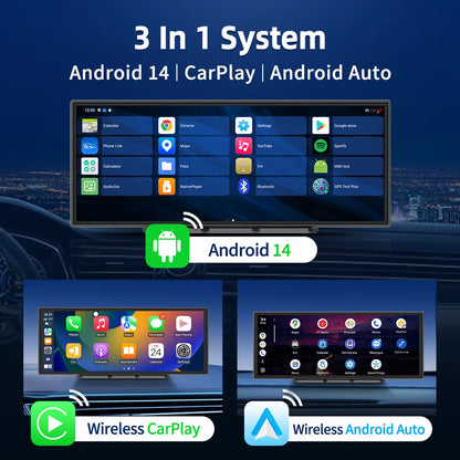 Imagebon 11.4" Android 14 Dashcam 8 Core In-Cell Screen with Wireless CarPlay & Android Auto Youtube Netflix Google Play Car DVR