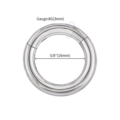 Right Grand ASTM F136 Titanium Large Gauge 6G 8G 10G Single Hinged Clicker Segment Hoop Ring Septum Nose Piercing