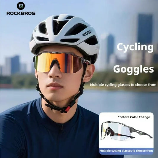 ROCKBROS Cycling Specific Windproof Glasses, Photosensitive Color Changing Day and Night Dual-Use Goggles, Men's Sports Sunglass