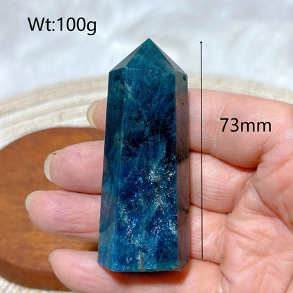 Natural Crystal Blue Flashy Apatite Tower Healing Gemstones High Quality Mineral Reiki Ornament Home Decorations Gift