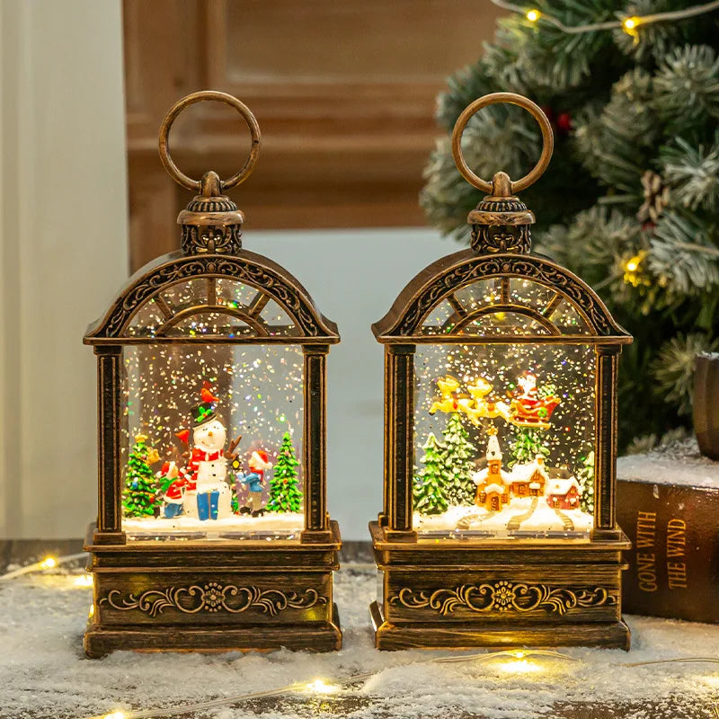 LED Light Portable Handheld Snowflake Decor Festive Desktop Ornament for Holidays Perfect Gift Idea Christmas Snow Globe