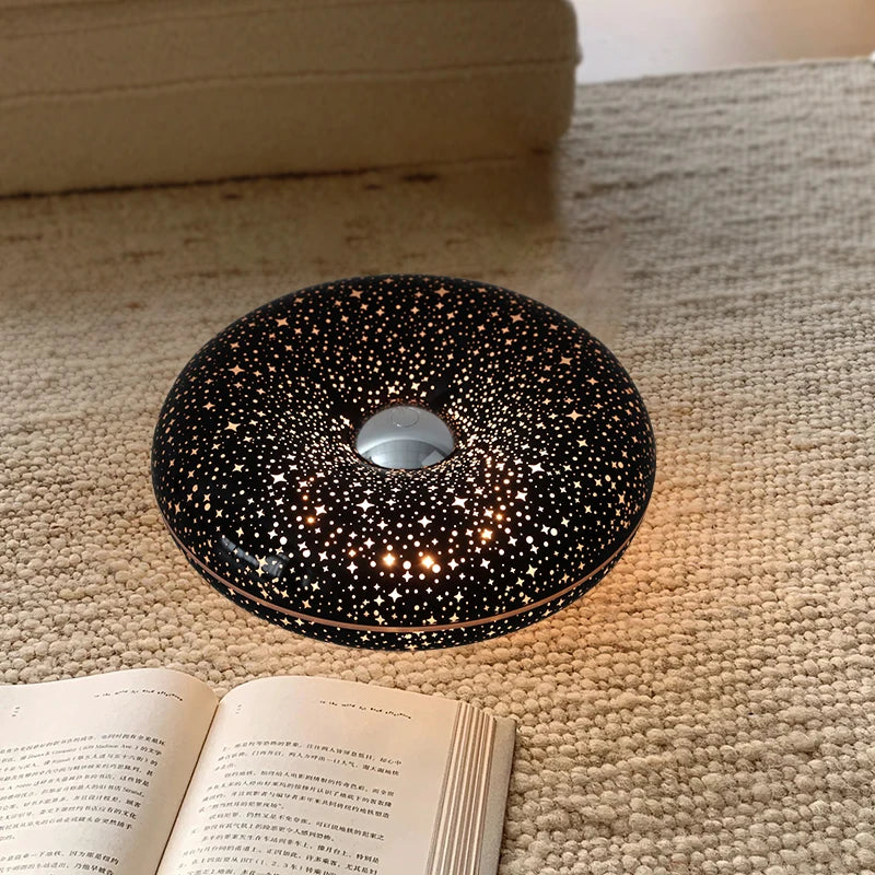 Light Luxury Bauhaus Donut-Style Ambient Table Lamp, Wall-Mounted Corridor Light, Dual-Purpose, Adjustable Rgb Starry Sky Lighting, Bedroom Bedside Lamp, Living Room and Dining Room Decoration.