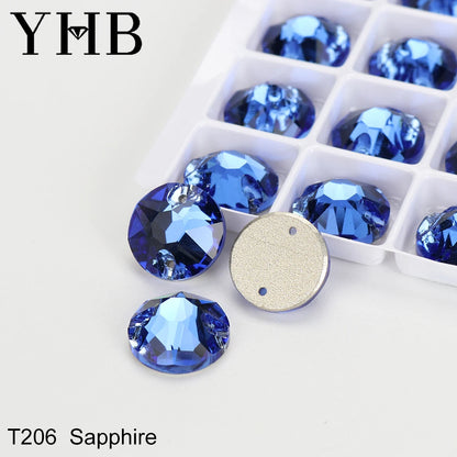 YHB Top Quality XIRIUS Glass Crystal AB Moonlight Sewing Stones Flatback Sew on Rhinestones For Garment Clothes Bags