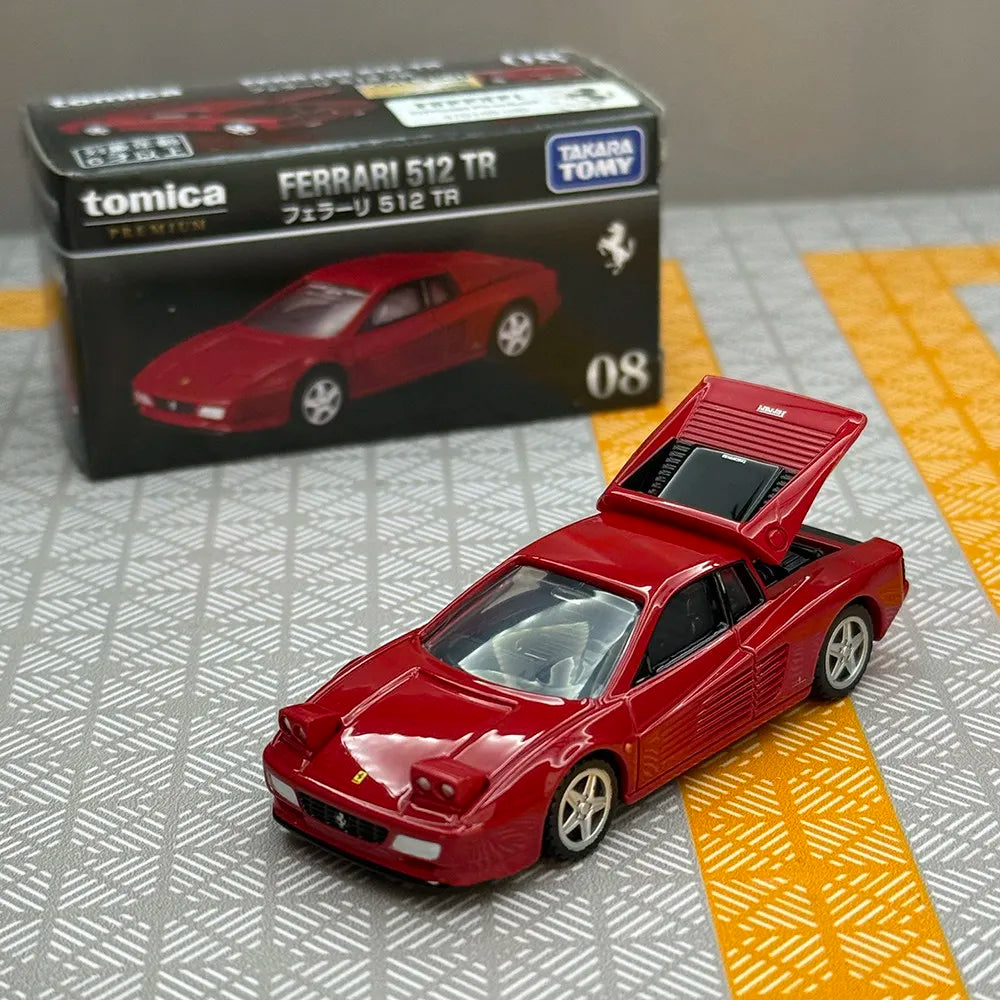 Takara Tomy Tomica Premium 08 Ferrari 512 TR Diecast Alloy Car Model 1:64 Classic Supercar Replica Desktop Ornament Hobby