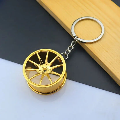 Metal Mini Car Auto Creative Wheel Keychain Parts Auto Enthusiast  Accessories KeyKeyring Ring Chain for Men Woman Lover Gift