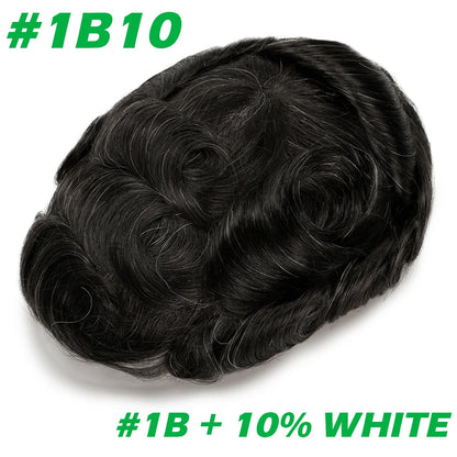 0.03mm Thin Skin Men's Wig 90% 100% Density Human Hair Men Toupee Capillary Prosthesis V Loop Natural Hairline for Hair Loss