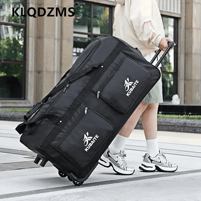 KLQDZMS 36"40 Inch  Rolling Suitcase Oversized Capacity Trolley Bag Combination Box Cart Style Travel Bag Oxford Cloth Luggage