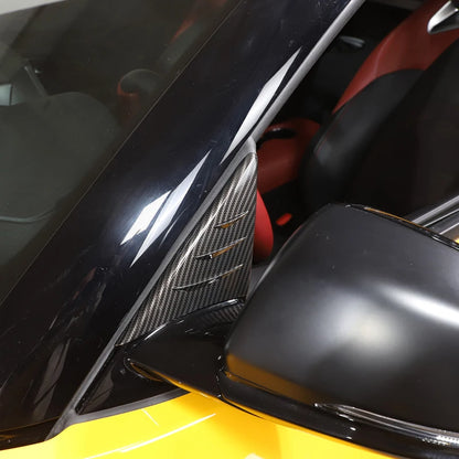 2Pcs Carbon Look Side Mirror Triangle Wind Deflector For Toyota Supra 2019-2025 A90 A91 Rearview Mirror Trim Cover ABS