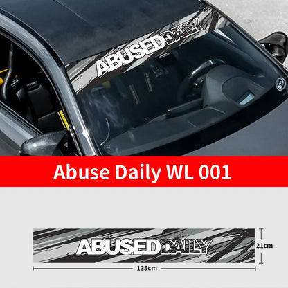 Abuse Daily Car Front and Rear Windshield Stickers Waterproof Sunscreen Windscreen Banner Decal Window Sticker Accessories