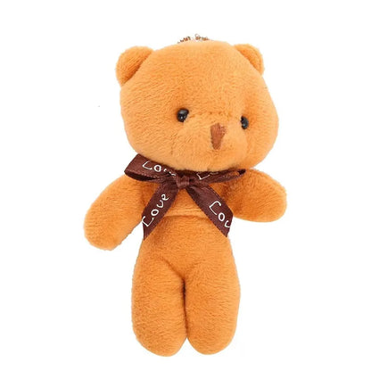 10pcs/pack 12cm Mini Bow Tie Teddy Bear Pendant Plush Toy Colorful Teddy Plush Keychain