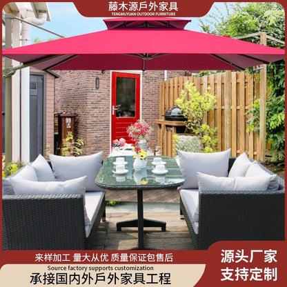 Outdoor Sofa Leisure Set, Garden Terrace Chair, Courtyard Balcony Double , -Woven Outdoor Imitation Rattan Sofa