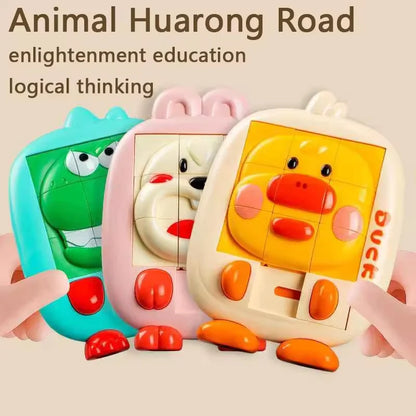 3D Cartoon Animal Huarong Road Slide Puzzle Games Children Board Game Thinking Training Nine Grids Kids Educational Puzzles Toy