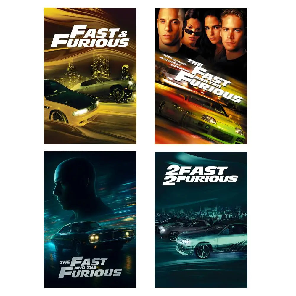 Movie Fast & Furious Poster Self-adhesive Art Waterproof Paper Sticker Coffee House Bar Room Wall Decor