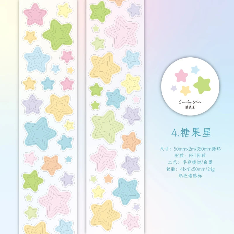 Journal GO 5x200cm Star Cloud Tape Stickers for Scrapbooking Collage Junk Journal DIY Craft Decor Masking Tape Stationery