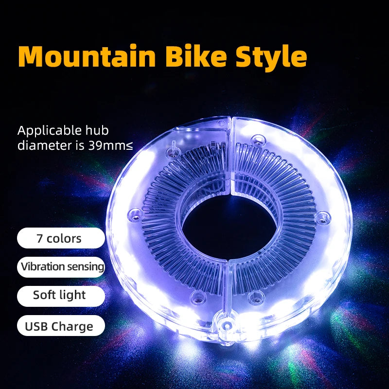 ROCKBROS Bicycle Wheel Light Smart LED Light 1PCS Warning Light 7 Colors MTB Bike Light Vibration Sensing Light Bike Accessories