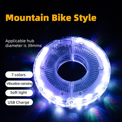 ROCKBROS Bicycle Wheel Light Smart LED Light 1PCS Warning Light 7 Colors MTB Bike Light Vibration Sensing Light Bike Accessories
