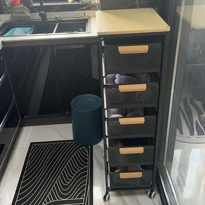 Household Movable Narrow Kitchen Organizer Cart With Wheel Multi-layer Vegetable Auxiliary Cartss Drawer Type Kitchen Trolleys k