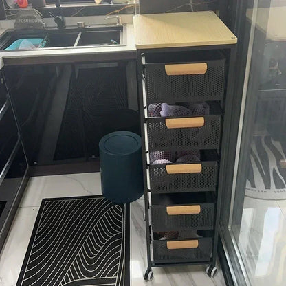 Household Movable Narrow Kitchen Organizer Cart With Wheel Multi-layer Vegetable Auxiliary Cartss Drawer Type Kitchen Trolleys k