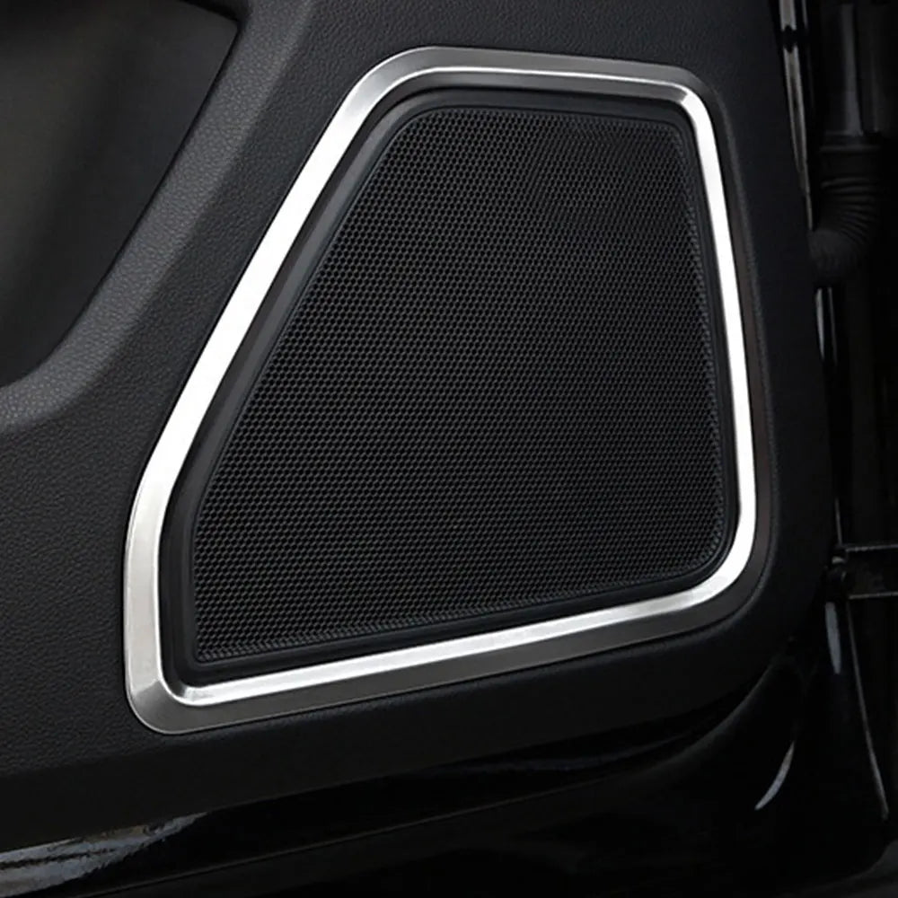 4 Pieces for Porsche Macan 2015-2021 Silver Stainless Steel Door Speaker Horn Ring Frame Cover Trim
