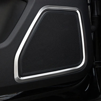 4 Pieces for Porsche Macan 2015-2021 Silver Stainless Steel Door Speaker Horn Ring Frame Cover Trim