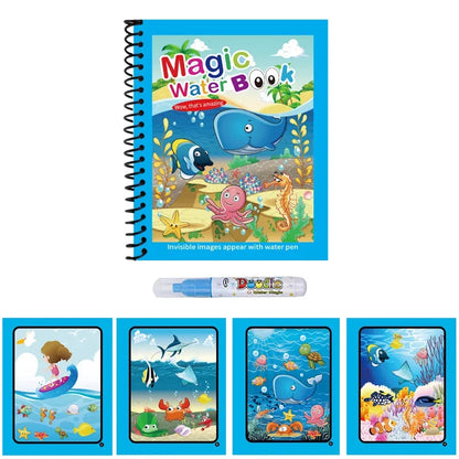 1PC Magic Coloring Books with Refillable Water Pen Reusable Water Drawing Books for Children Birthday Christmas New Year Gifts