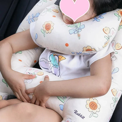 2-Pack Adorable Ultra-Soft Car Seat Pillows with Secure Belt - Ensures Peaceful Restful Naps on the Go - Enhanced Safety