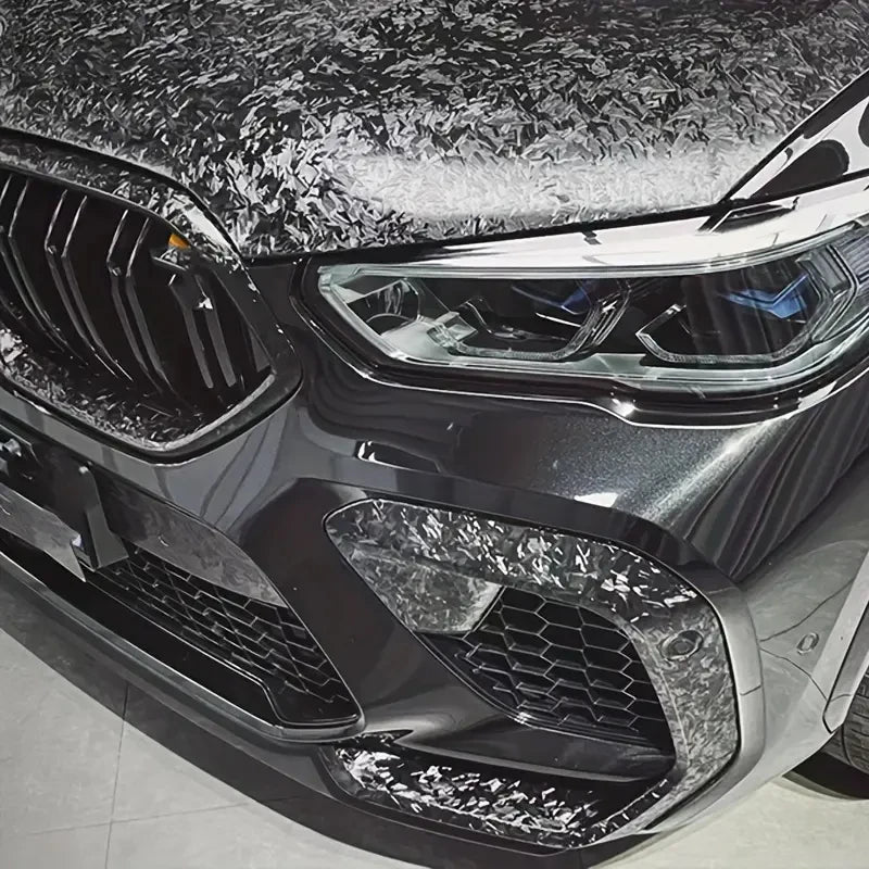 Black Forged Carbon Fiber Vinyl Wrap Roll Self Adhesive Motorbike Car Wrapping Decal with Air Release Bubble