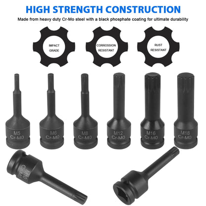 Bicycle Torque Wrench Set  8Pcs/Set Universal Sleeve Head Hex Cr-v Bit Set Drill Wrench Socket Spanner Pro Motorcycle Repair Kit