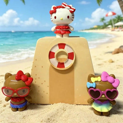 New Hello Kitty Swimsuit Party Series Blind Box Cute Mini Beans Doll Car Dashboard Figurine Ornament Surprise Box Birthday Gift