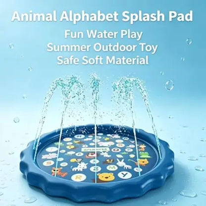 100/170cm Outdoor Kids Sprinkler Play Pad Mat Lawn Beach Letters Inflatable Water Pad Spray Water Games Mat Beach Cushion