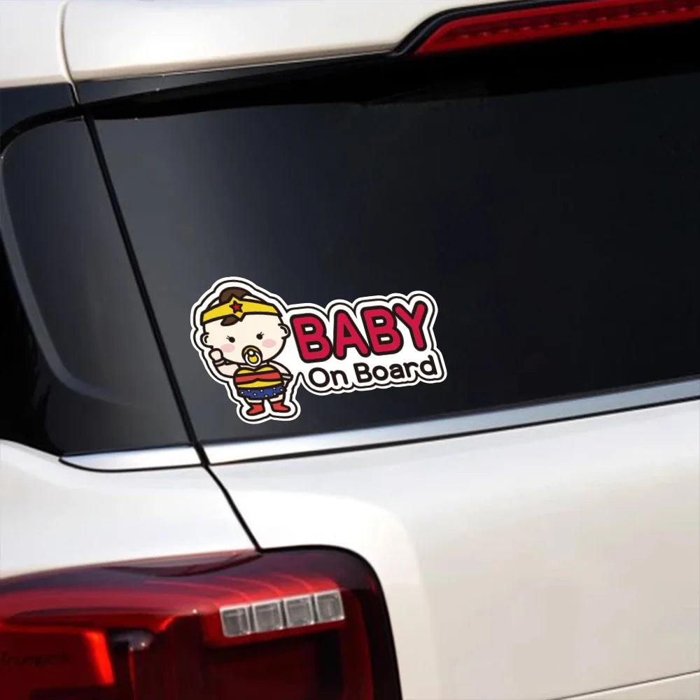 Baby on Board Car Sticker Creative Cartoon Cute Warning Sign Safety Vinyl Decal Auto Rear Window Windshield Decor Accessories