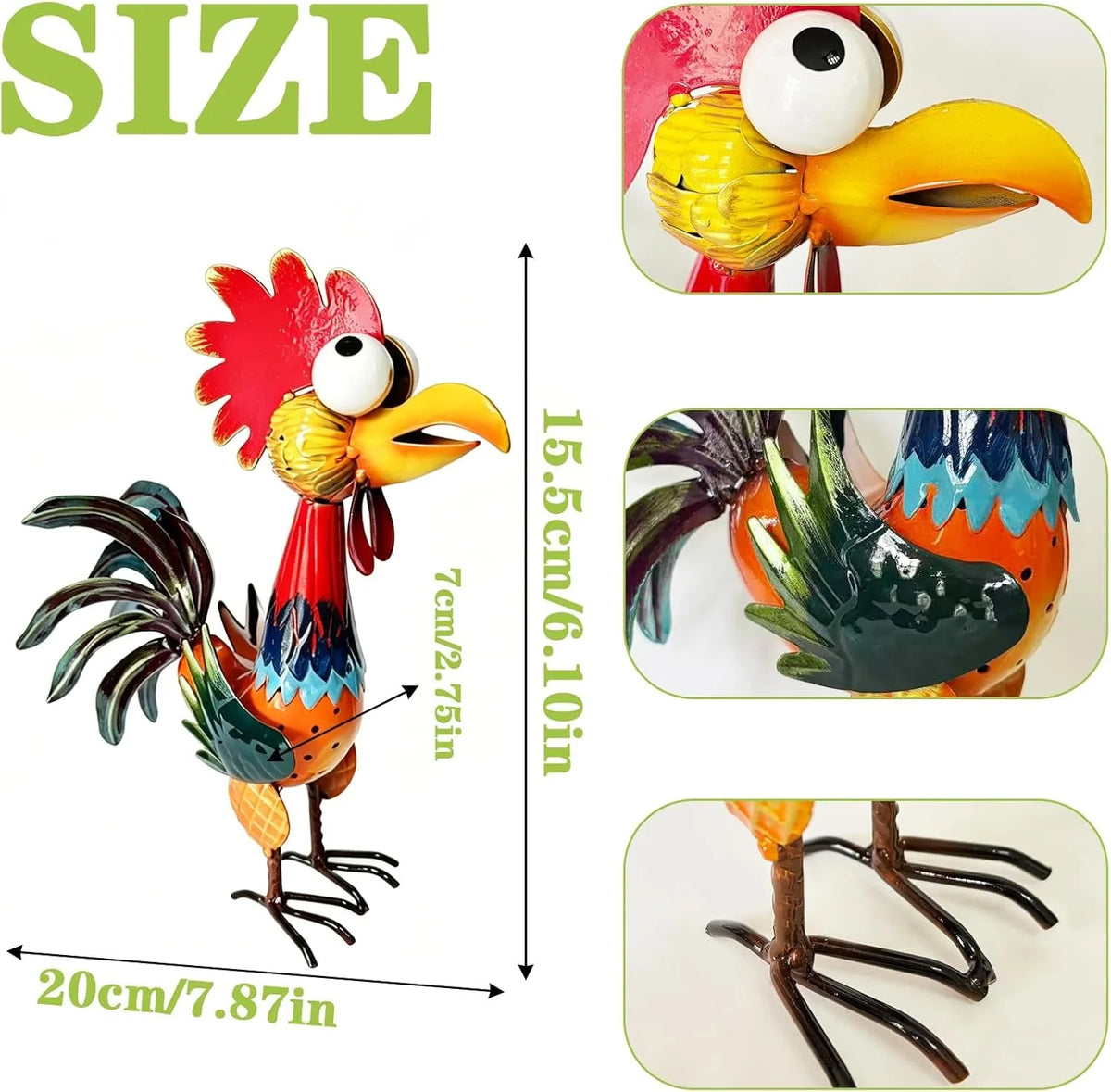 Garden Rooster Statues Sculpture Metal Outdoor Animal Statue Chicken Ornaments Yard Art for Backyard Patio Lawn Decorations for