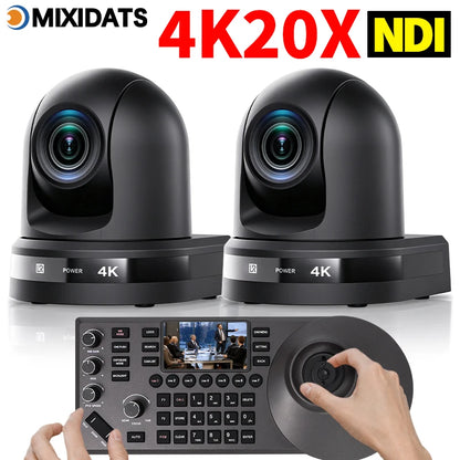 4K NDI camera 20x zoom AI tracking USB HDMI LAN and POE interfaces suitable for live streaming and business meetings in churches