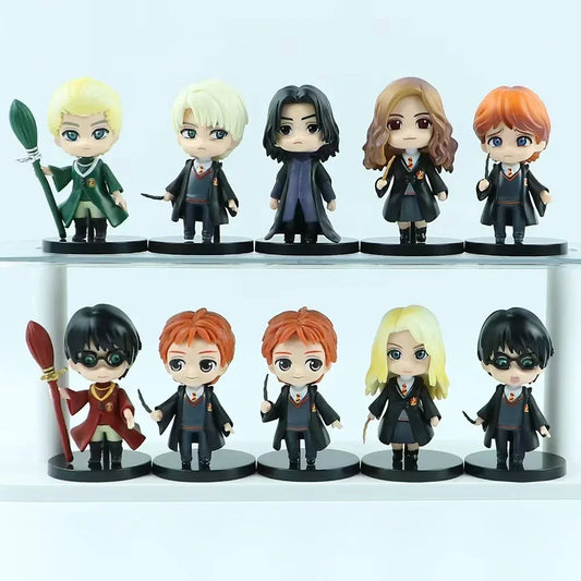 Harry Q Style 10pcs Set PVC Vinyl Potter Figures Hermione Ron Hedwig - Cake Decoration Car Model Dolls Gift Toy Collection