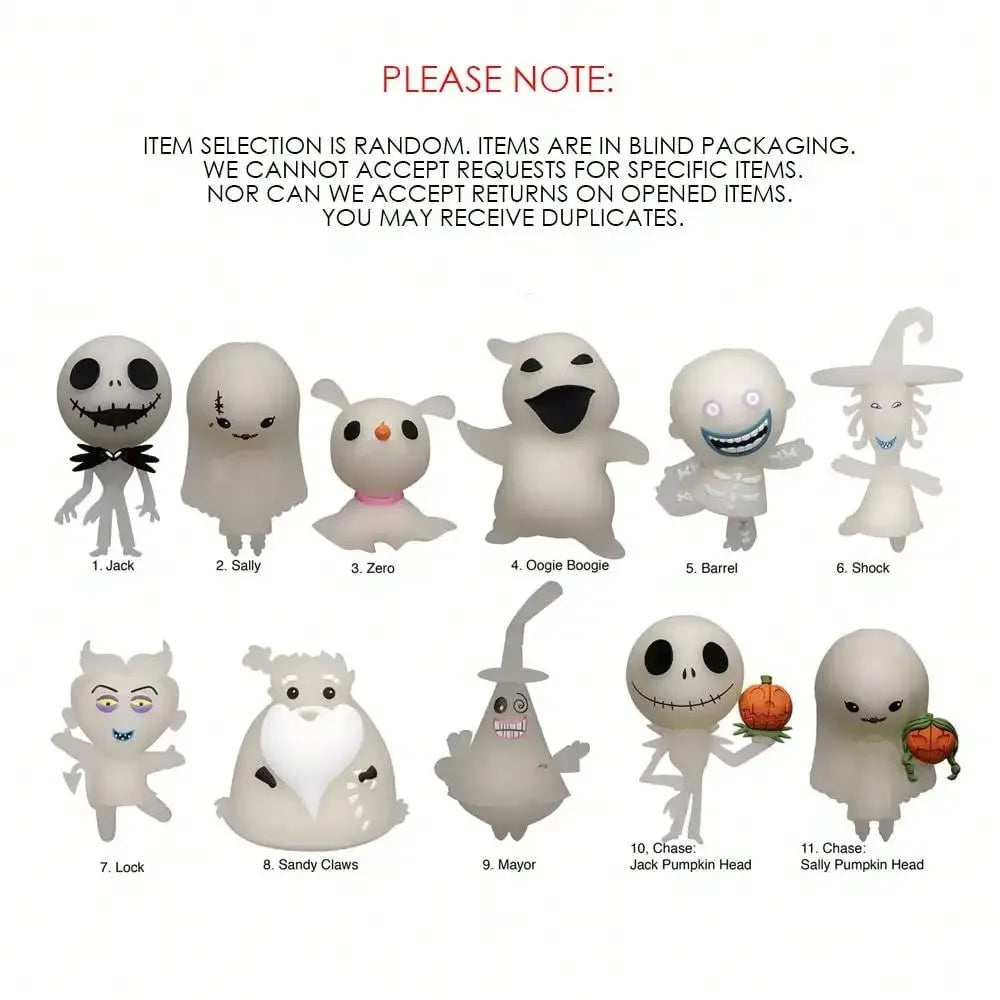 Random 1 Disney The Nightmare Before Christmas Glow In The Dark Blind Box Keychain Jack Sally Zero Oogie Boogie Collectible Gift