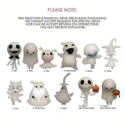 Random 1 Disney The Nightmare Before Christmas Glow In The Dark Blind Box Keychain Jack Sally Zero Oogie Boogie Collectible Gift