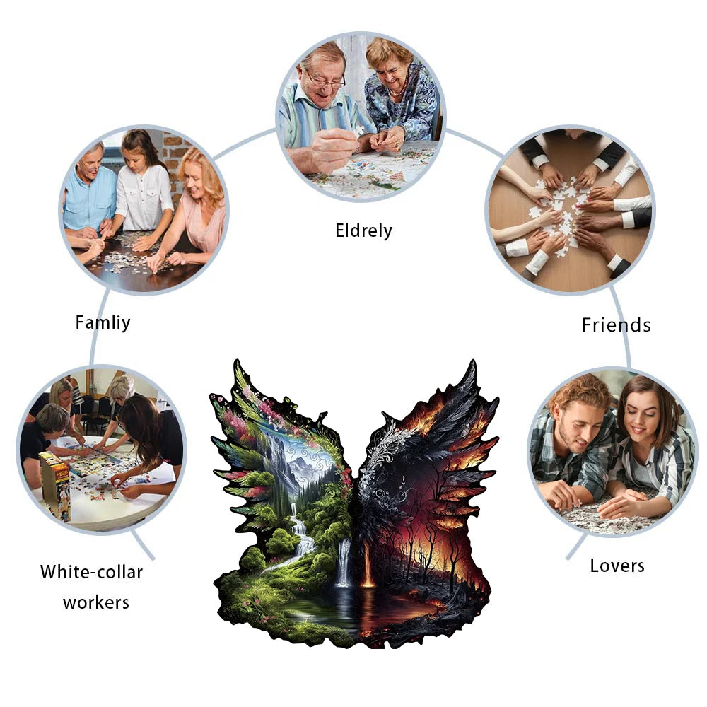 Landscape Theme Wooden Puzzle For Adults, Irregular Animal Shaped Pieces, High-difficulty Magic Puzzle Intellectual Toys