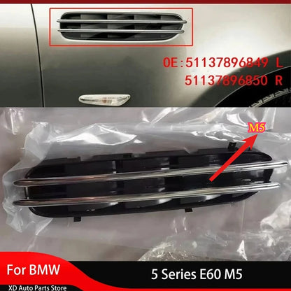 Badge Pair Left + Righ For BMW 5 Series E60 M5 2PCS Brandnew Chrome Car Fender Side Panel Grilles Vents Auto Parts