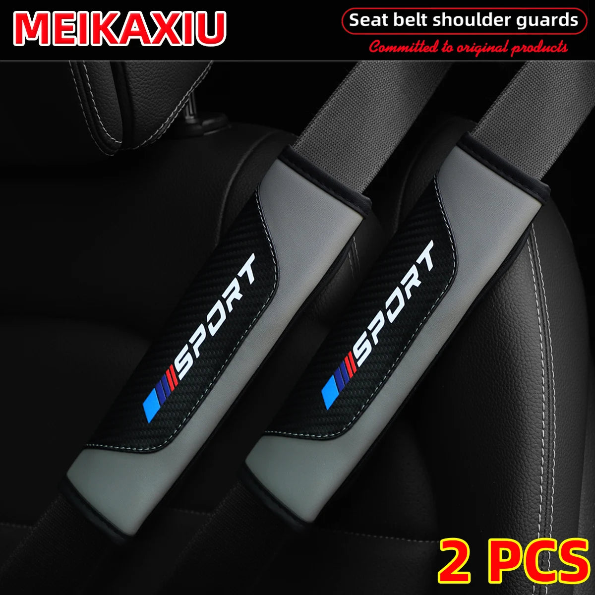 1/2PCS Women's PU Leather Carbon Fiber Sport Car Shoulder Guard Cover Seat Belt Decoration New Car Accessory