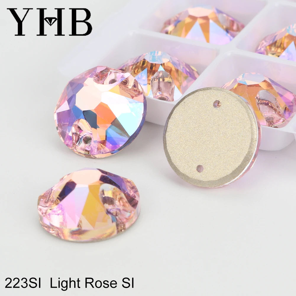 YHB Top Quality XIRIUS Glass Crystal AB Moonlight Sewing Stones Flatback Sew on Rhinestones For Garment Clothes Bags
