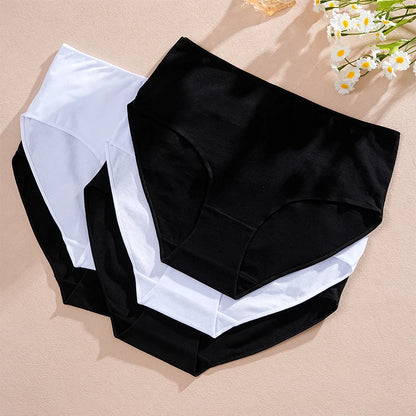 FINETOO 5Pcs Cotton Panties Women High Waist Briefs Seamless Underwear Breathable Underpants Solid Color Panty S-2XL Intimates