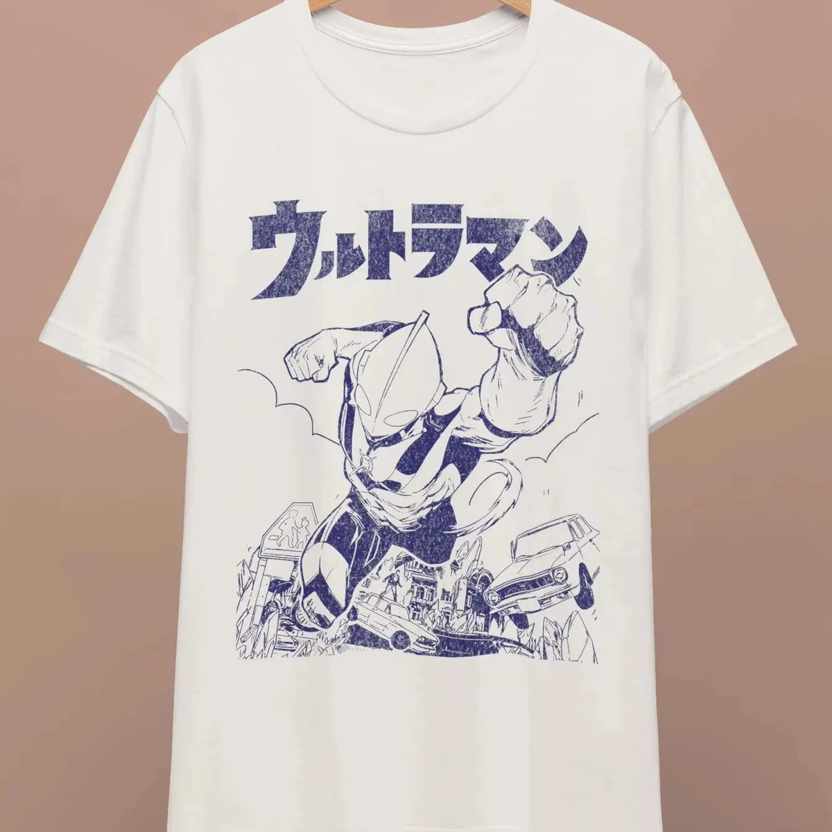 Harajuku Summer T-shirt Ultraman Manga Style Men Women Retro Short-sleeved Casual Loose Oversized Fitness Comfortable Y2k Top