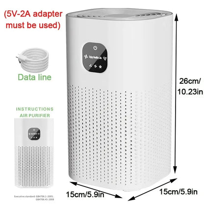 Negative Ion Air Purifier With HEPA Filter Smoke Remover Air Cleaner Negative Ion Purification Machine Odor Eliminator Machine
