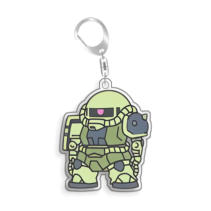 Keychain for Gundam MS-06S Zaku Ll White Cabin Backpack Pendant Anime Game Fans Gift Recycled Acrylic Decoration Rare Card Toy