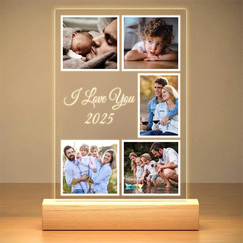 Custom Picture Frame with Photo Personalized Photo Frame with Night Light Customizable Photo Frames Christmas Birthday Gifts