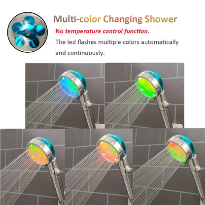 LED Digital Temperature Display Shower Head Temperature Control Colorful Fan Spray Nozzle High Pressure Rainfall Bathroom Shower