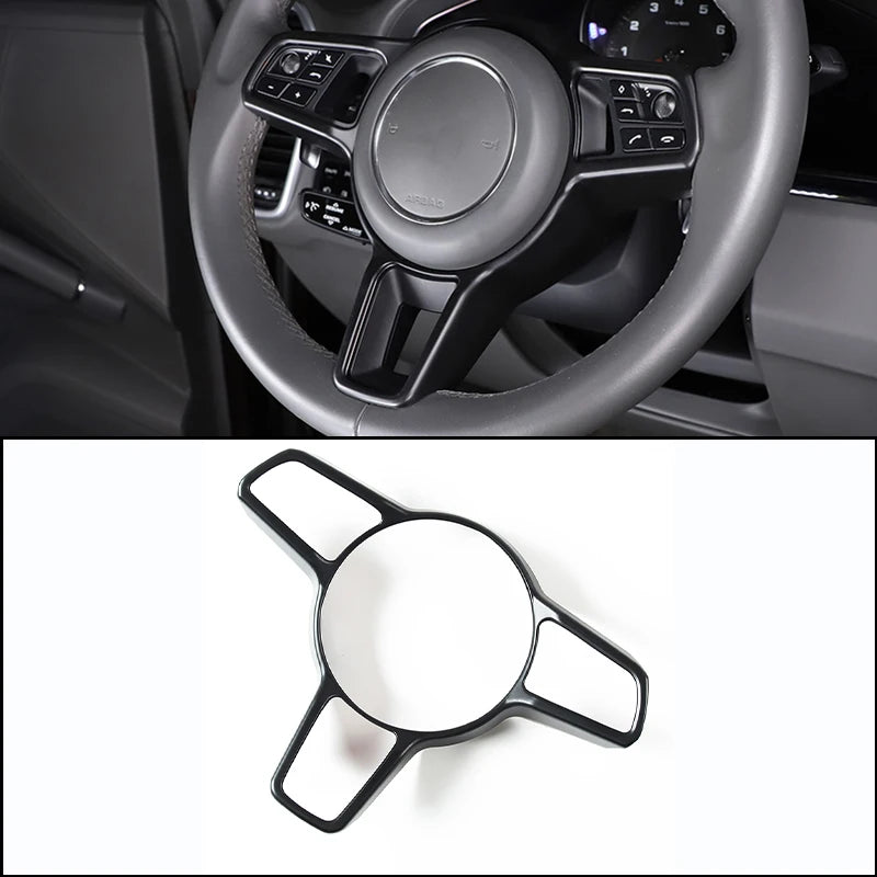 For Porsche Macan Cayenne Panamera 718 911 918 ABS Matt Black Texture Interior Steering Wheel Cover Trim Interior Accessories